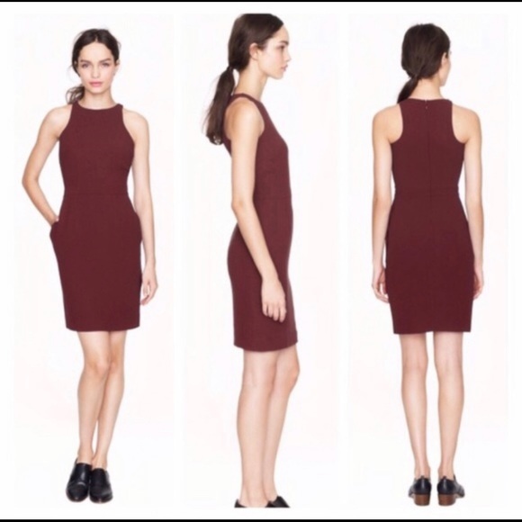 J. Crew Cutaway Crepe Dress in Burgundy - Picture 2 of 7